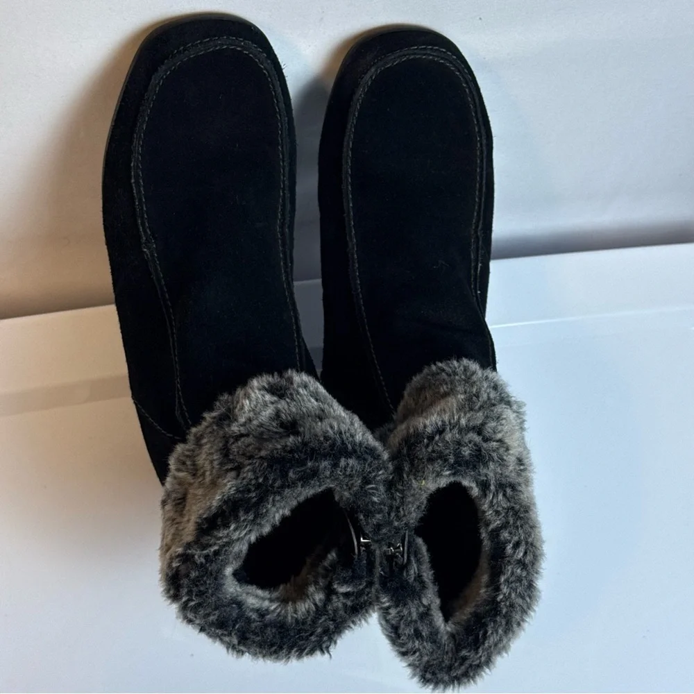 ZeroXposur Womens Irene Black Winter Boots w/ Faux Fur Trim sz 10M Outdoor Comfy